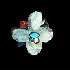 VTG Sorelli Pin Brooch Multicolor Stones Flower Shape 1" x 1.25" Colorful Signed